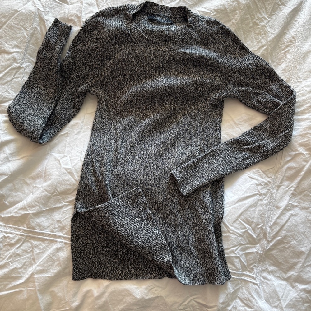 AllSaints Black and White Marled Knit Crewneck
